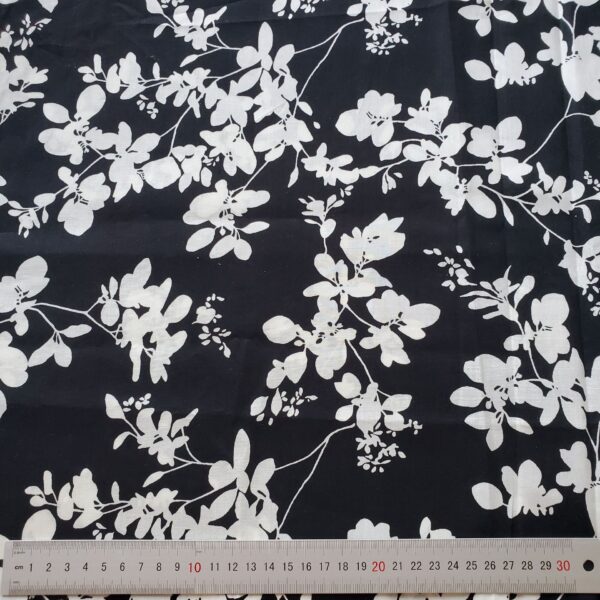 主图-03 Cotton Printed Fabric — Black & White Botanical — Vintage French Style