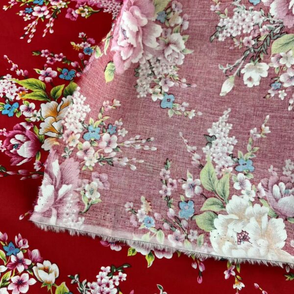 100% Cotton Floral Printed Poplin Fabric — Bold Eastern Blossom Design