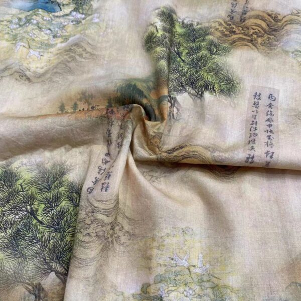 Chinese Landscape Cotton Digital Print Fabric — Artistic Apparel & Home Décor