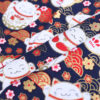 100% Cotton Japanese Lucky Cat Gold Foil Fabric — Kawaii DIY Sewing Cloth
