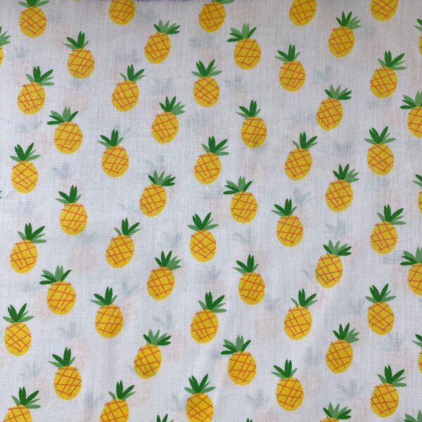 Small Pineapple Printed Cotton Fabric – 40s Reactive Print for Summer Dresses