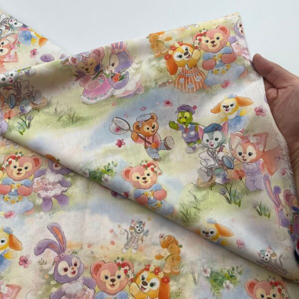 Digital Printed Cotton Fabric with Korean INS Cartoon Bunny – 40s Cotton for Girls, Kids & Homewear