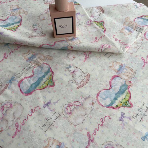 40s Cotton Digital Print Fabric – Korean INS Cartoon Cat Pattern for Women’s & Kidswear