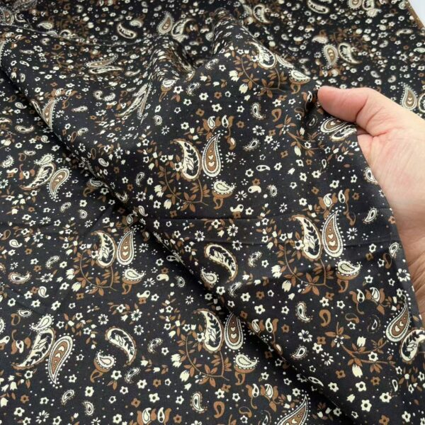 40s Cotton Poplin Reactive Print Fabric – Vintage Paisley Pattern for Shirts & DIY Crafts