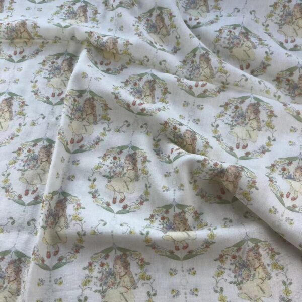 Digital Printed Double Gauze Cotton Fabric – Korean INS Cartoon Style Cotton for Pajamas, Baby Bedding & Homewear