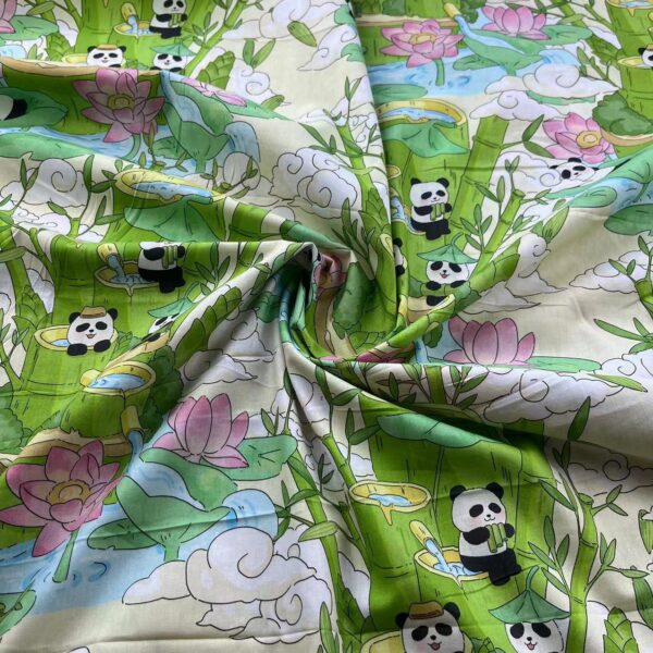 主图-03 Cotton Poplin Digital Printed Fabric – Cute Panda Dress Material