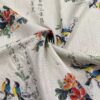 Cotton Digital Printed Fabric — Vintage Chinese Calligraphy & Floral Design