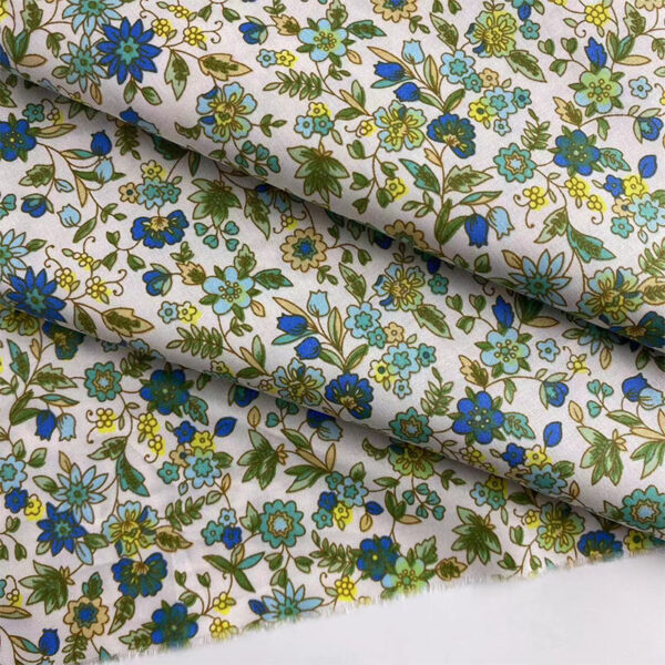 Dark Floral Twill Cotton Fabric – Rustic Style Dressmaking Material