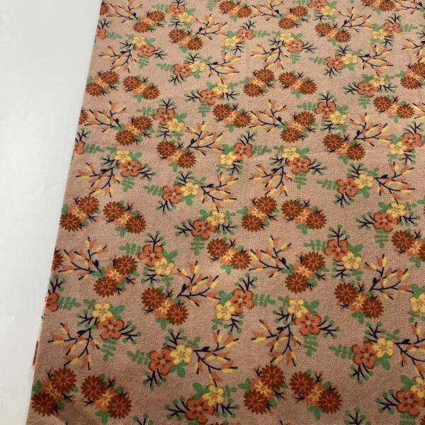 French Country Style Brushed Cotton Fabric – Soft Warm Floral Print for Jackets, Homewear & Crafts