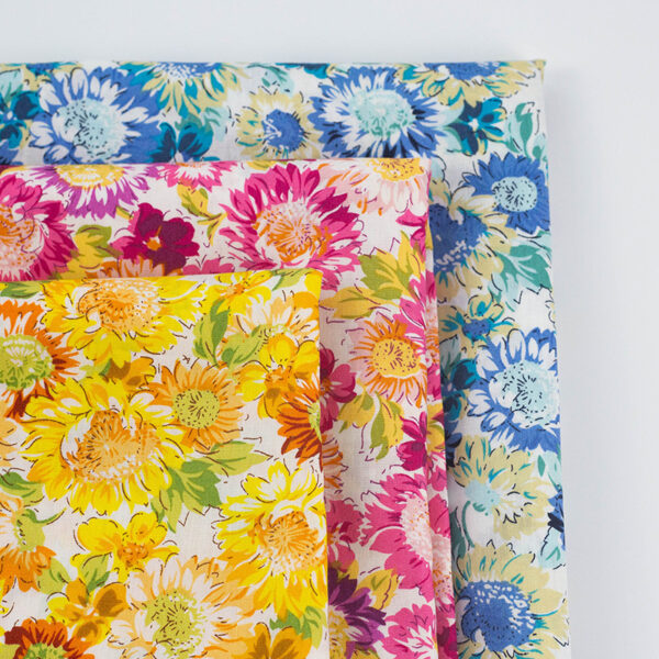Sunflower Print Cotton Poplin Fabric – Fresh Summer Style for Dresses & DIY Projects