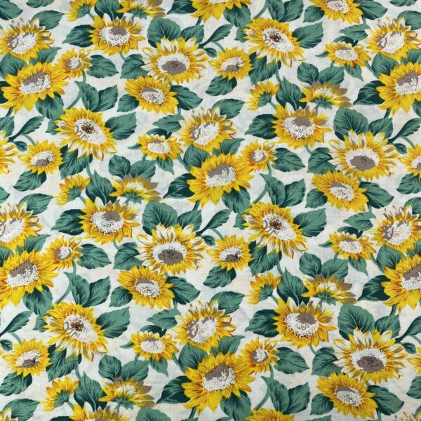 Sunflower Cotton Poplin Fabric – 100% Cotton Floral Print for Summer Dresses & Tops