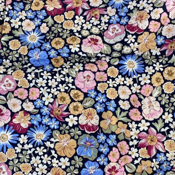 Vintage Floral Cotton Poplin Fabric – 100% Cotton Country Style Fabric for Dresses & Homewear