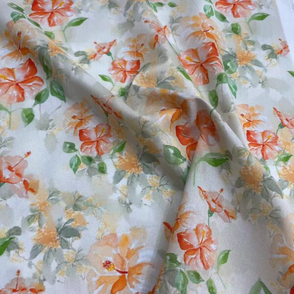 Cotton Digital Printed Fabric — Combed Cotton Retro Floral Dress Material