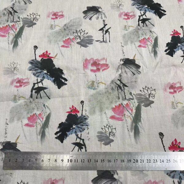 100% Cotton Digital Printed Fabric — Chinese Ink Landscape Style
