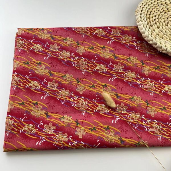 Cotton Reactive Gold Printed Fabric — Japanese Style DIY Craft Material