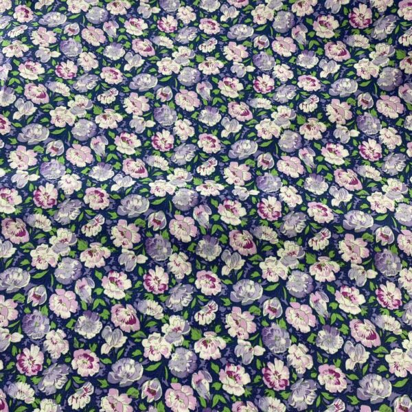 Cotton Reactive Printed Fabric | Small Floral Pastoral Style | Dress & Loungewear Fabric