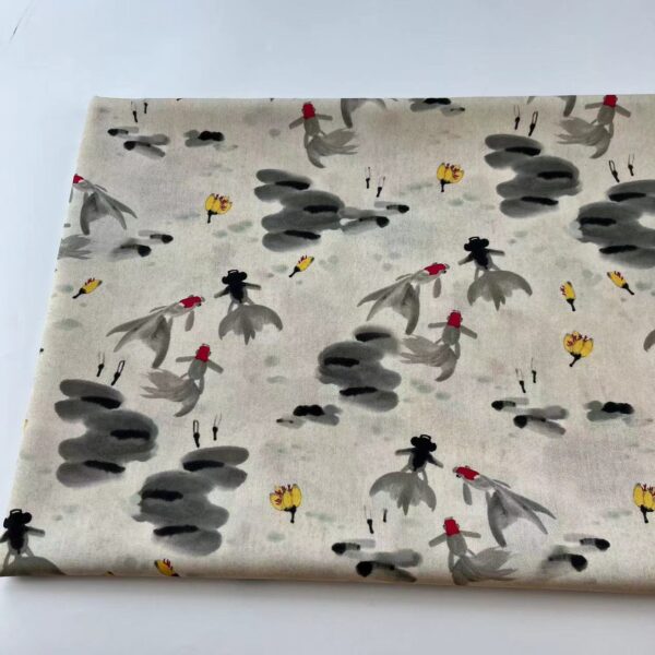 Cotton Digital Printed Fabric | Chinese Ink Style | Dress & Qipao Sewing Fabric