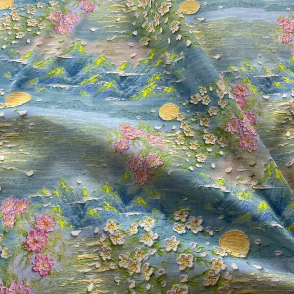 100% Cotton Digital Printed Fabric — 3D Oil Painting Chinese Style