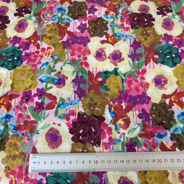 主图-04 100% Cotton Poplin Reactive Printed Fabric — Oil Painting Floral Style
