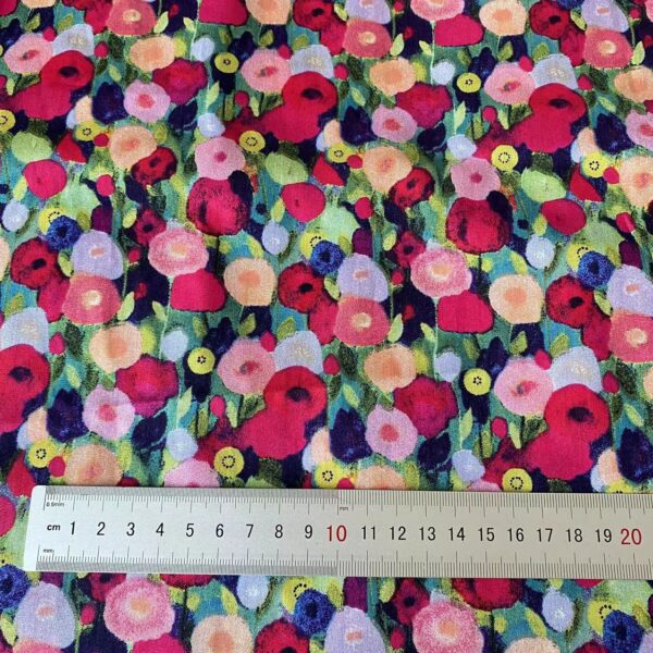100% Cotton Poplin Reactive Printed Fabric — Oil Painting Floral Style