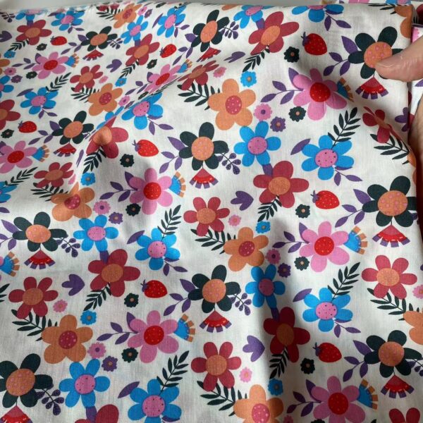 100% Cotton Printed Poplin Fabric — Small Floral Shirt & Dress Material