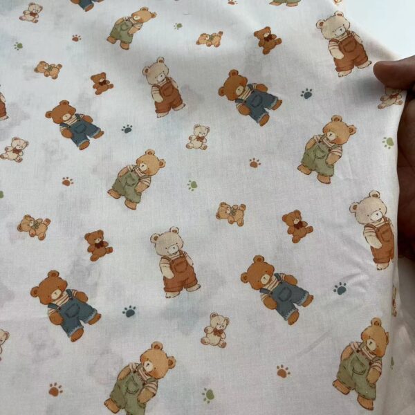 Cotton Digital Printed Fabric — Cartoon Dogs & Bears for Kids