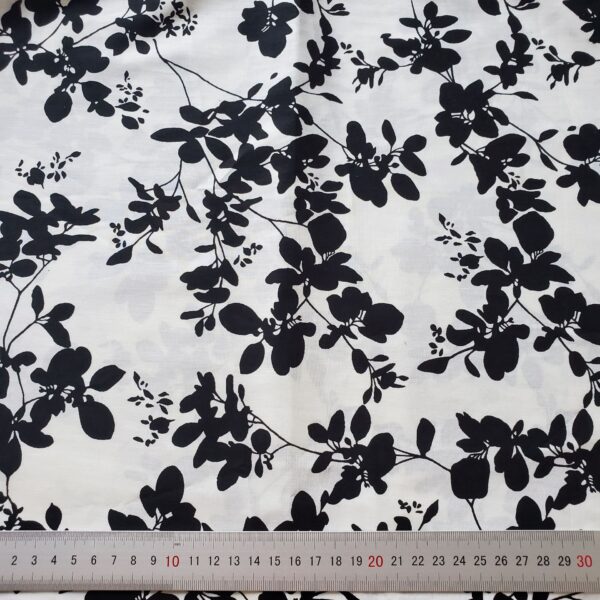主图-04 Cotton Printed Fabric — Black & White Botanical — Vintage French Style