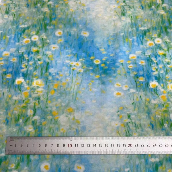 60s Combed Cotton Digital Oil Painting Floral Fabric — Premium Dress & Loungewear Textile