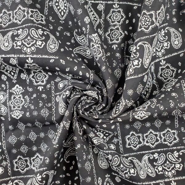 100% Cotton Paisley Poplin Fabric — Classic Bandana Shirt & Dress Material