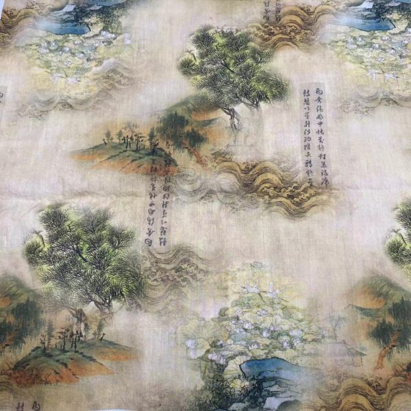 Chinese Landscape Cotton Digital Print Fabric — Artistic Apparel & Home Décor