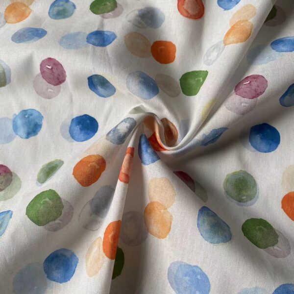 Colorful Polka Dot Digital Print Cotton Fabric — Kidswear, Pajamas & DIY