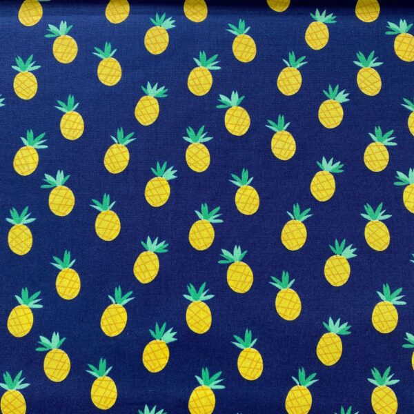 Small Pineapple Printed Cotton Fabric – 40s Reactive Print for Summer Dresses