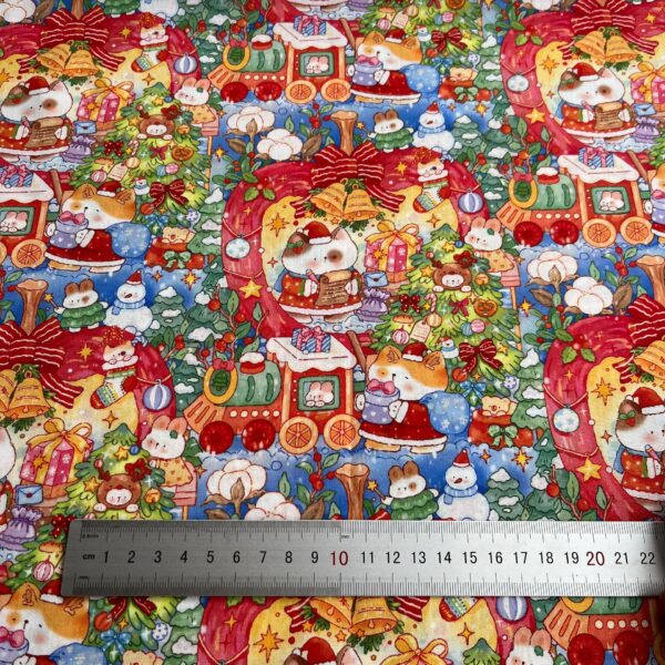 40s Cotton Digital Print Fabric – Korean INS Christmas Cartoon Pattern for Women’s & Kidswear