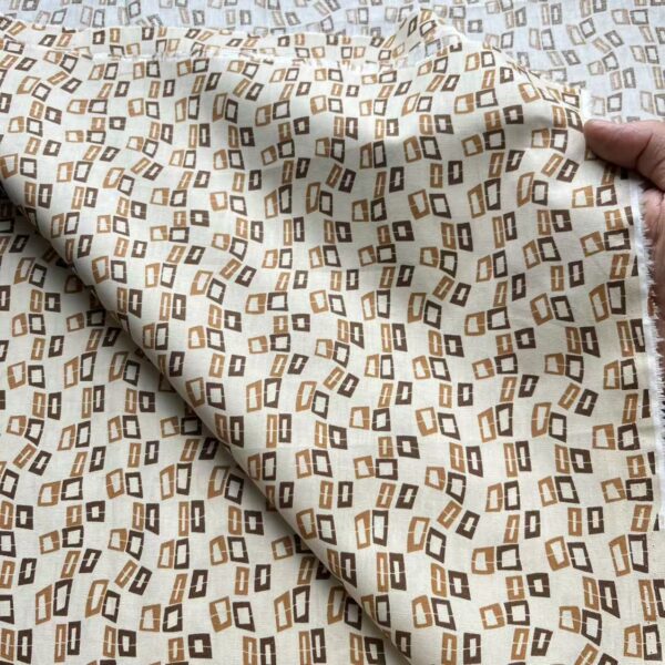 40s Cotton Poplin Reactive Print Fabric – Small Geometric Squares Pattern for Shirts & DIY Sewing