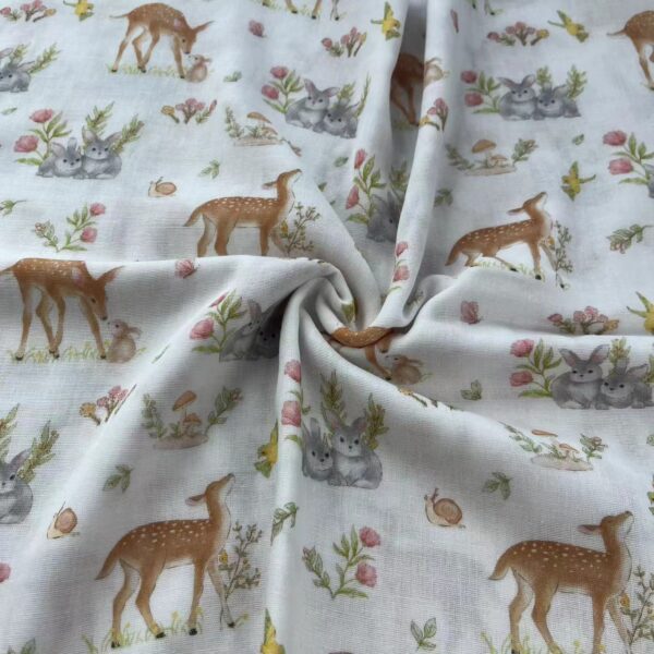 Digital Printed Double Gauze Cotton Fabric – Korean INS Cartoon Cotton for Pajamas, Baby Bedding & Homewear