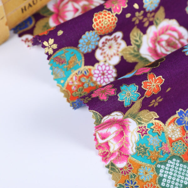 100% Cotton Metallic Floral Fabric — Ethnic Peony Print for Home & Fashion