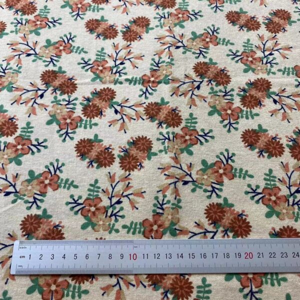French Country Style Brushed Cotton Fabric – Soft Warm Floral Print for Jackets, Homewear & Crafts