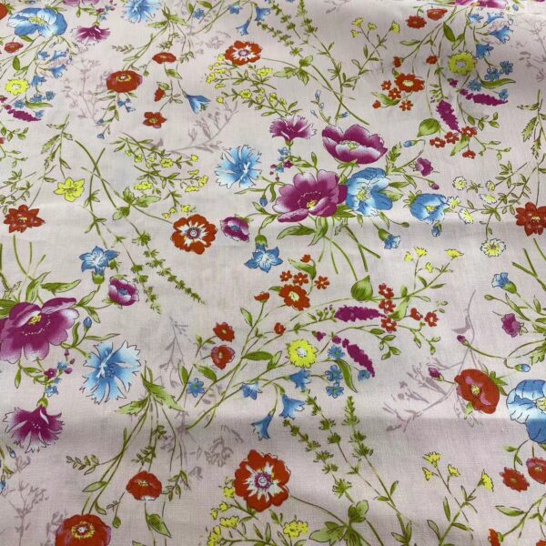 Fresh Floral Cotton Poplin Fabric – Lightweight Printed Cotton for Dresses & Kidswear
