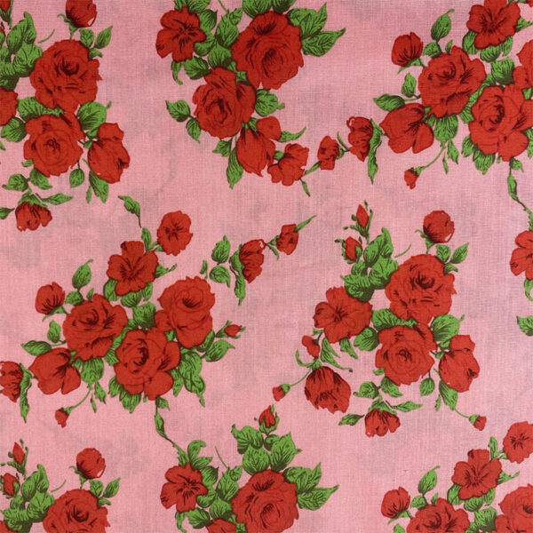 Rose Floral Printed Cotton Fabric – 100% Cotton Poplin for Dresses, Kidswear & Homewear