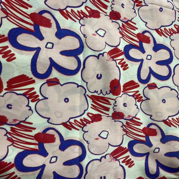 Large Floral Cotton Poplin Fabric – 100% Cotton for Kids & Women Clothing
