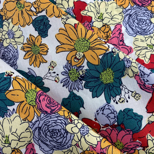 Fashion Floral Cotton Poplin Fabric – Soft Printed Cotton for Kidswear & Home Dresses