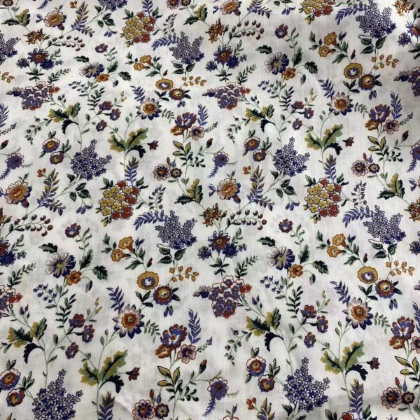 Small Floral Cotton Poplin Fabric – 100% Cotton Reactive Print for Dresses & Kidswear
