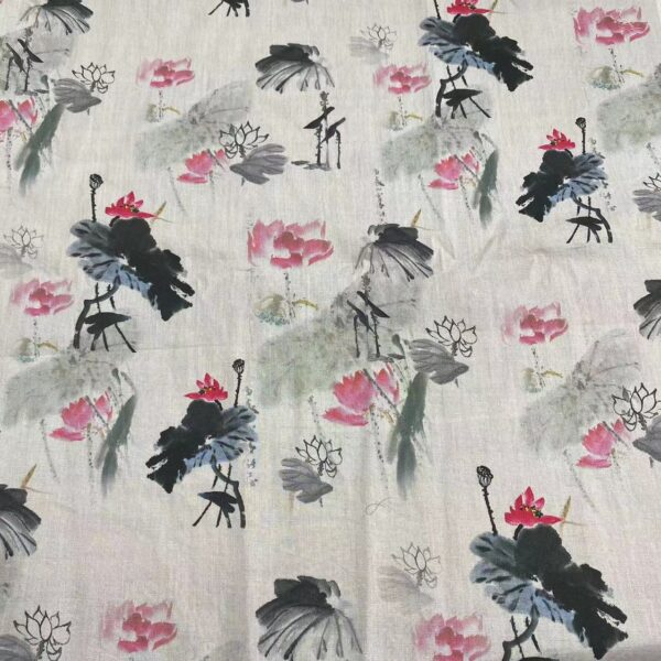 100% Cotton Digital Printed Fabric — Chinese Ink Landscape Style