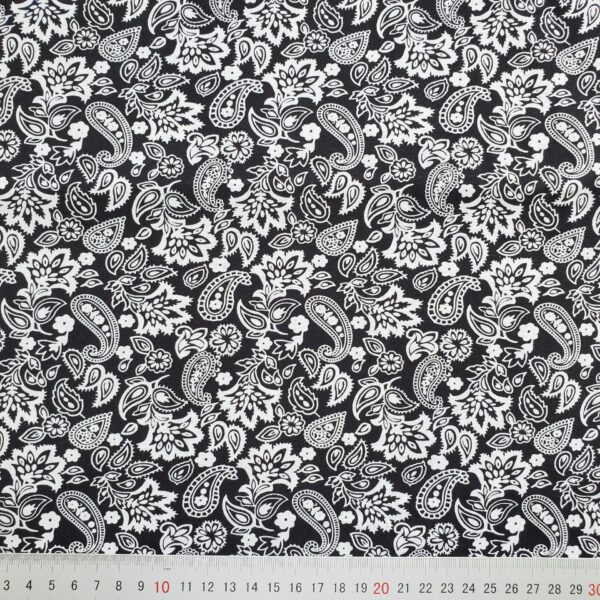100% Cotton Paisley Printed Poplin Fabric — Vintage Floral Style