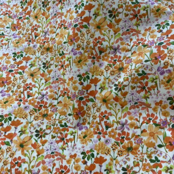 100% Cotton Poplin Floral Print Fabric — Soft Breathable DIY Cloth