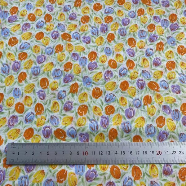 Reactive Printed Cotton Fabric | Pastoral Floral Design | Dress & DIY Sewing Fabric