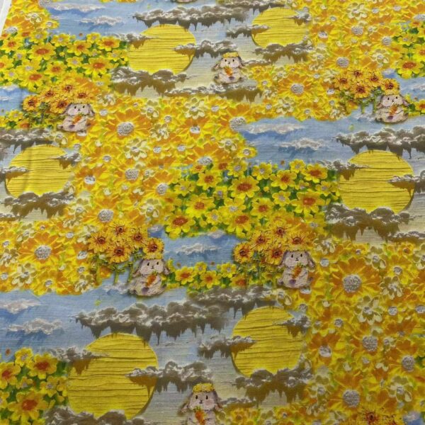 Cotton Digital Printed Fabric 3D Oil Painting Bunny – Kids & Women Dress Material