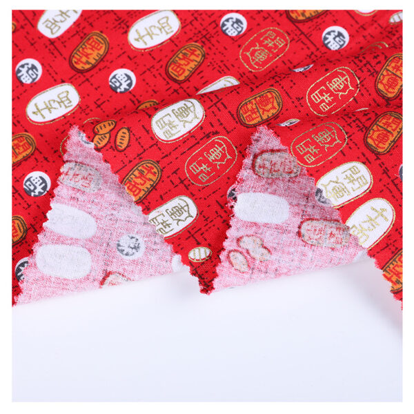 100% Cotton Japanese Style Woven Fabric — Gold Printed Lucky Pattern