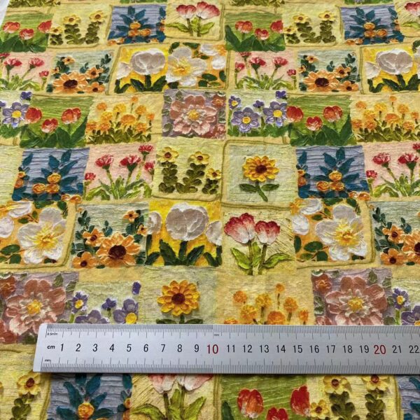 Cotton Digital Printed Fabric — 3D Oil Painting Retro Style