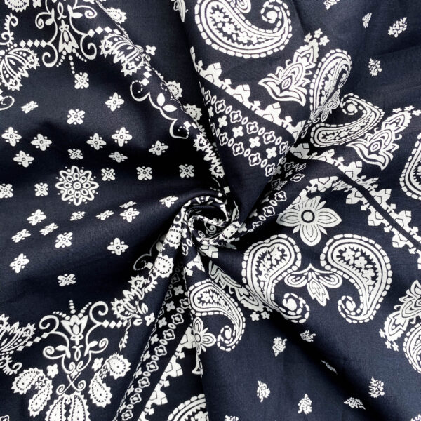 Vintage Paisley Cotton Poplin Fabric — Ethnic Style Bandana Material